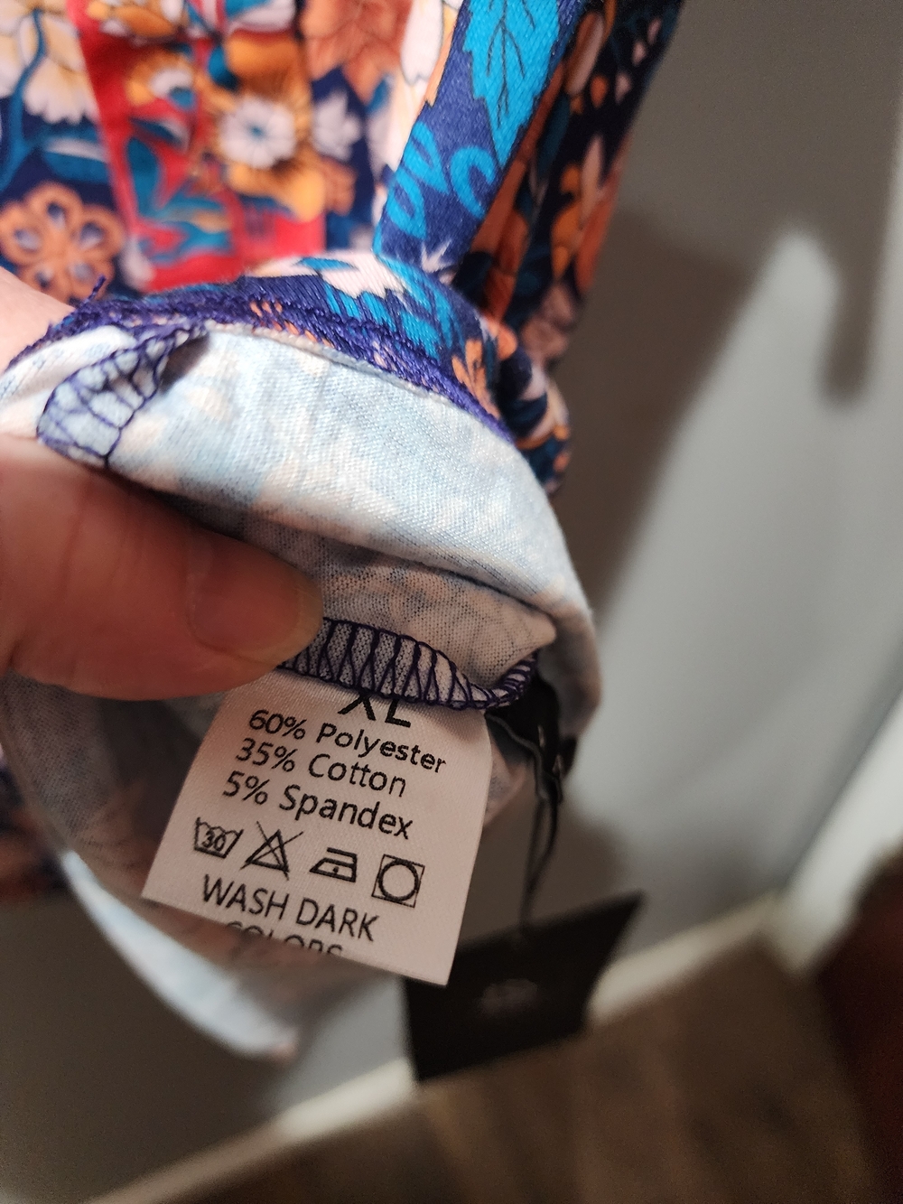 Floral Women’s Blouse - Navy & Coral - Picture 3 of 7